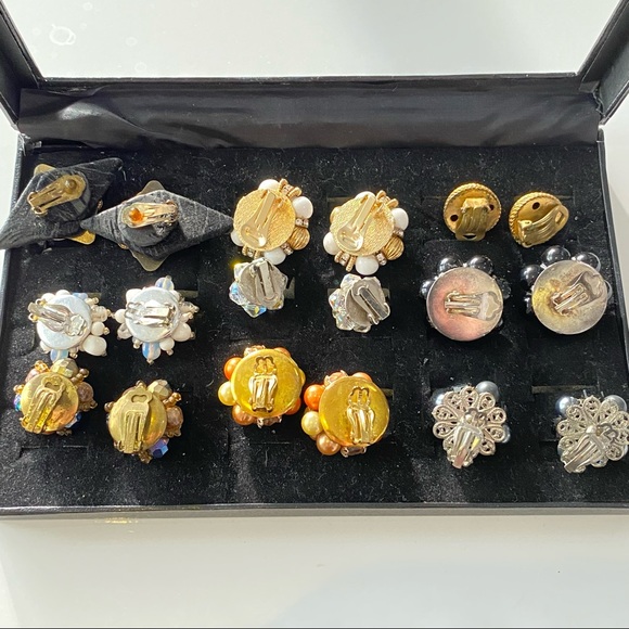 Lot Of Vintage Clip On Earrings 9 Pairs - Picture 15 of 15